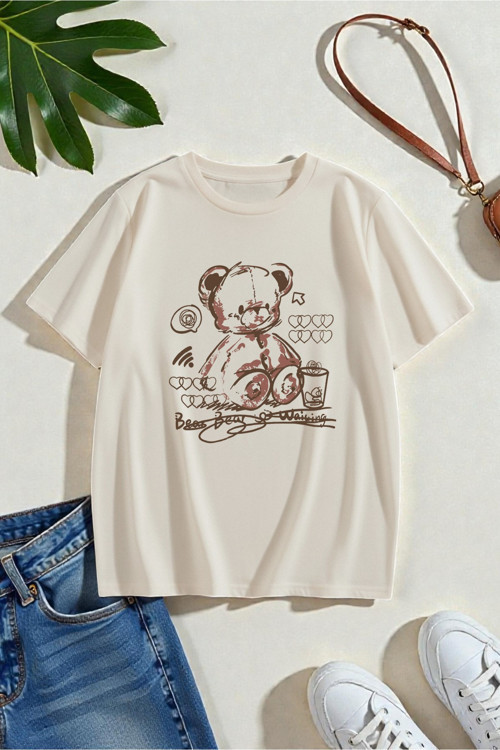 Unisex Bear Bear Baskılı Tasarım Tshirt