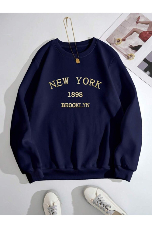 Unisex New York Baskılı Oversize Sweatshirt
