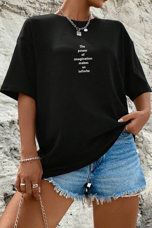 Unisex Lacivert The Power Of Baskılı Oversize T-shirt