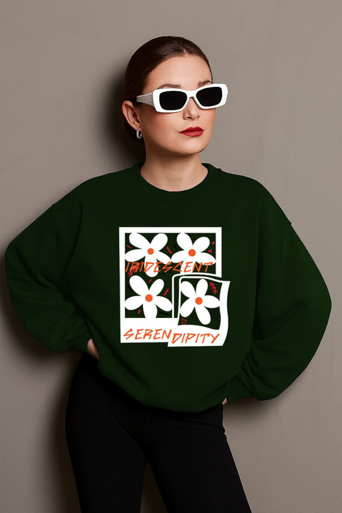 Unisex Irides Serenity Baskılı Tasarım Oversize Sweatshirt