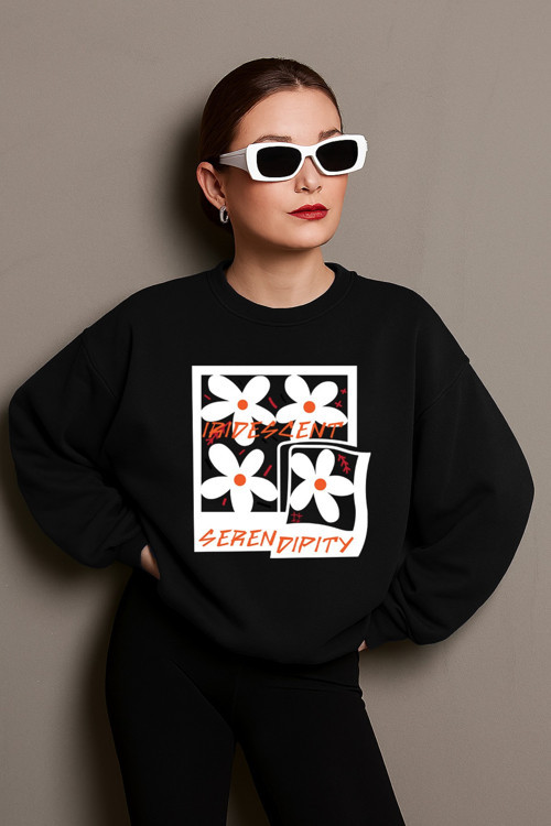 Unisex Irides Serenity Baskılı Tasarım Oversize Sweatshirt