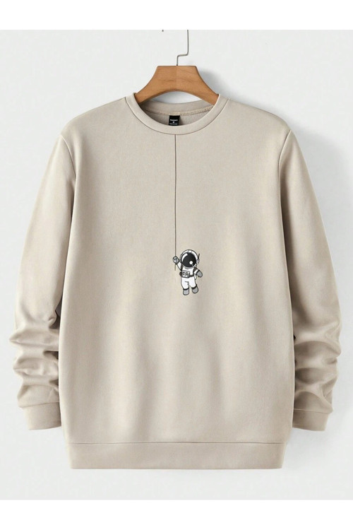 Unisex Astronot Baskılı Oversize Sweatshirt