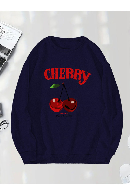 Unisex HappyCherry Tasarım Basklı Sweatshirt