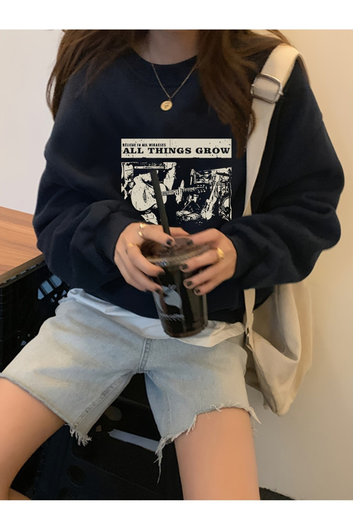 Unisex All Things Grow Baskılı Oversize Sweatshirt