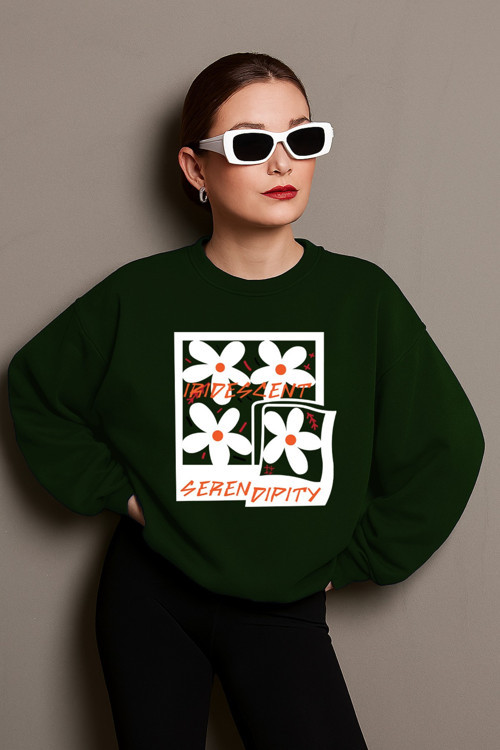 Unisex Irides Serenity Baskılı Tasarım Oversize Sweatshirt