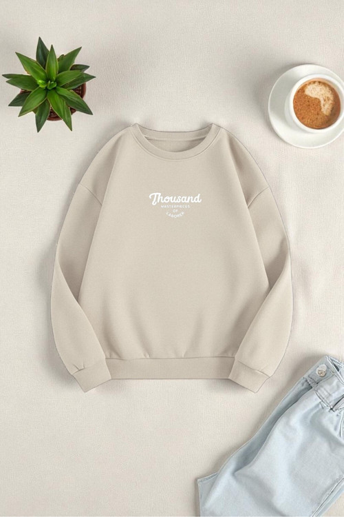 Unisex Thousand Baskılı Oversize Sweatshirt