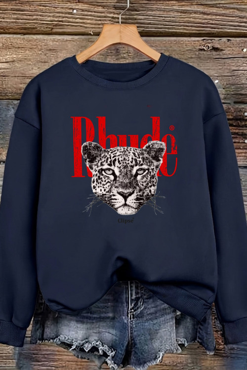 Unisex Baskılı Bisiklet Yaka Sweatshirt