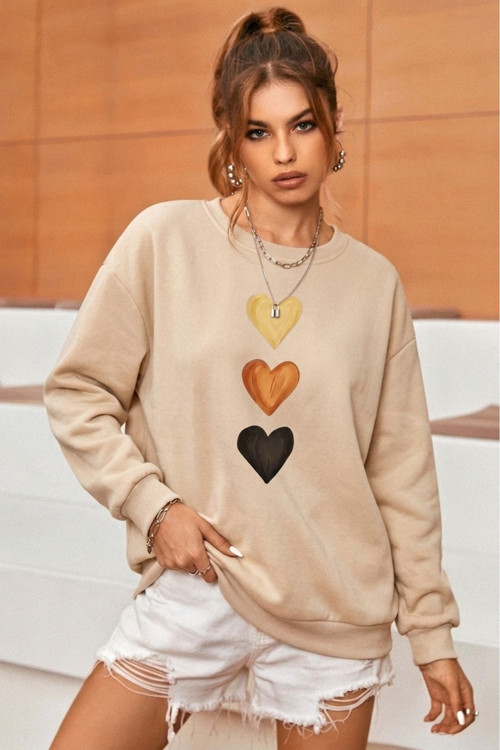 Unisex Sirali Kalpler Baskılı Tasarım Oversize Sweatshirt
