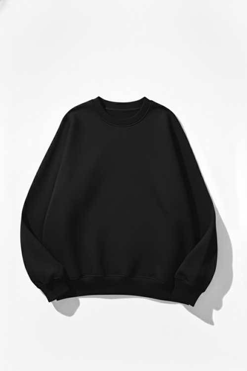 Unisex Yumuşak Dokulu Düz 3 İplik Oversize Sıfır Yaka Sweatshirt – Sade ve Modern Görünüm