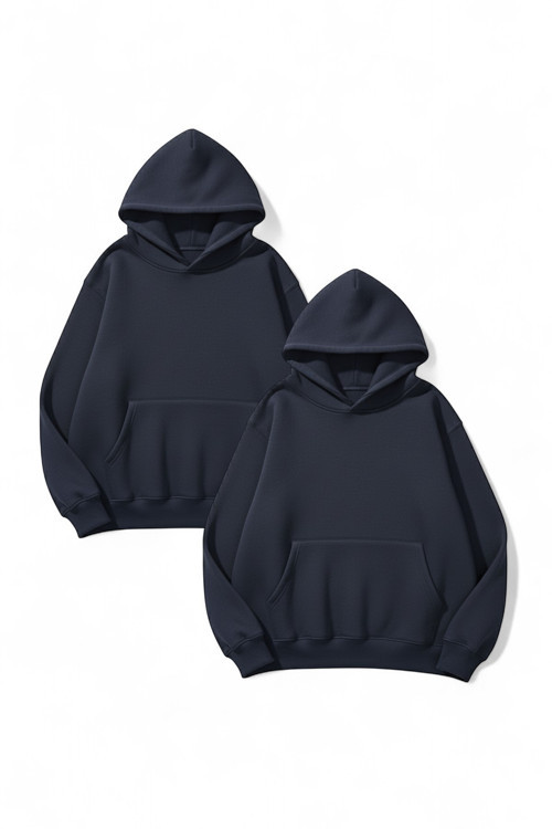 Unisex Beyaz & Beyaz 2'li Düz Fırsat Paket 3 İplik Oversize Sweatshirt