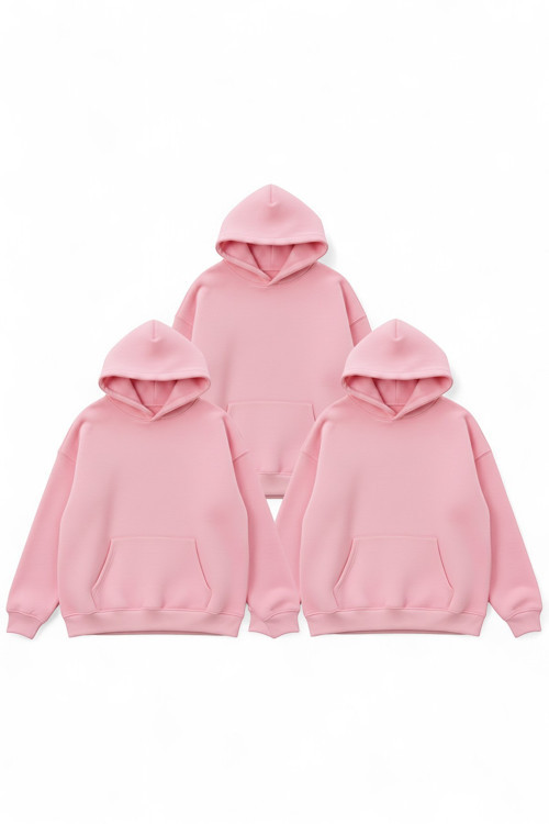 Unisex Beyaz & Beyaz 2'li Düz Fırsat Paket 3 İplik Oversize Sweatshirt