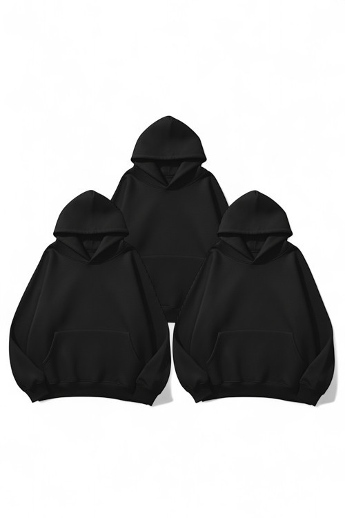 Unisex Beyaz & Beyaz 2'li Düz Fırsat Paket 3 İplik Oversize Sweatshirt