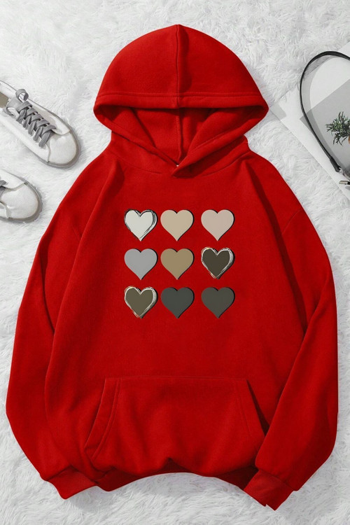 Unisex Oversize Kalp Baskılı Sweatshirt