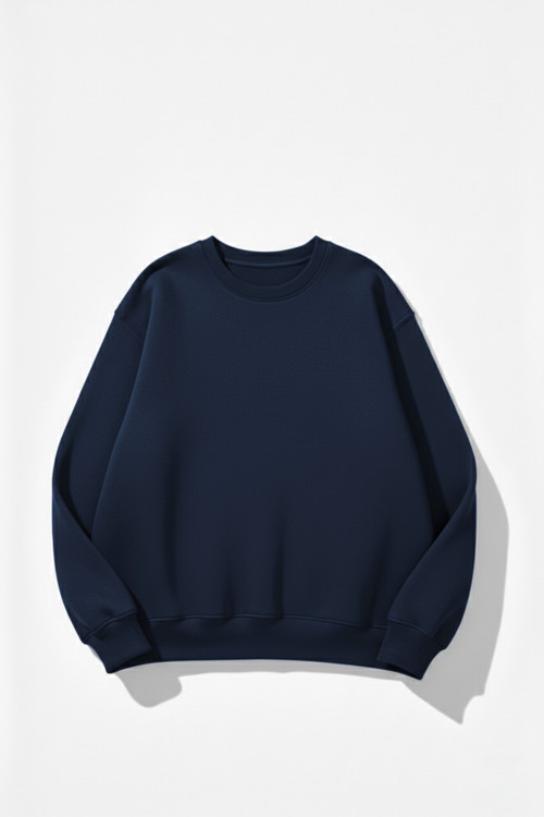 Unisex Yumuşak Dokulu Düz 3 İplik Oversize Sıfır Yaka Sweatshirt – Sade ve Modern Görünüm