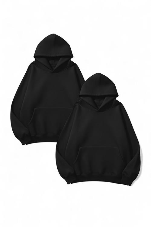 Unisex Beyaz & Beyaz 2'li Düz Fırsat Paket 3 İplik Oversize Sweatshirt