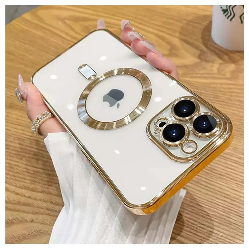 GGM GİYİM AKSESUAR iPhone 15 Pro için Magsafe ile Uyumlu Arka Kısmı Parlak Şeffaf Yapıya Sahip