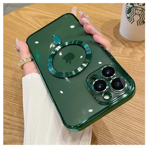 GGM GİYİM AKSESUAR iPhone 15 Pro için Magsafe ile Uyumlu Arka Kısmı Parlak Şeffaf Yapıya Sahip Kena