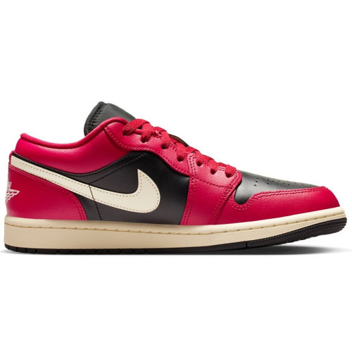 Jordan 1 Low Leather Womens Sneaker Hakiki Deri Kadın Günlük Spor Ayakkabı Siyah Kırmızı