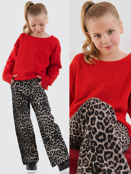 Crop Top Kız Çocuk Kırmızı Sweatshirt