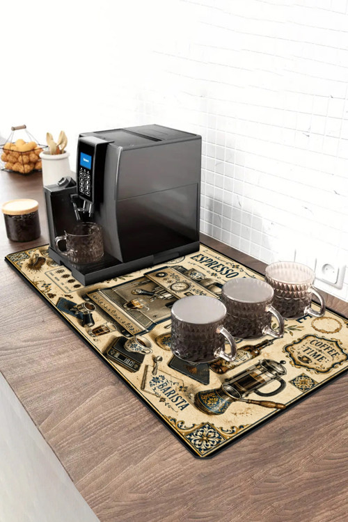 Barista Kahve Barı Matı 40x90cm Espresso Makinesi Çaycı Altlığı Vintage Bar