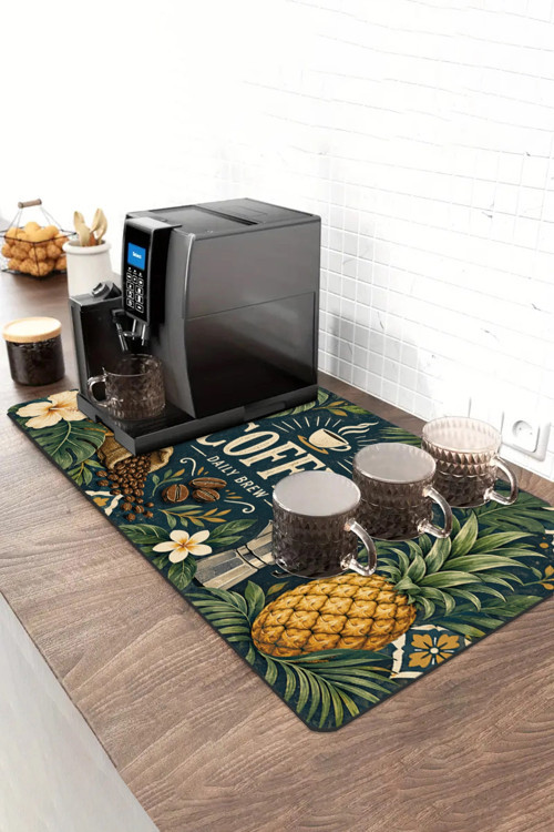 Barista Kahve Barı Matı 40x90cm Espresso Makinesi Çaycı Altlığı Ananas Tropic Coffee