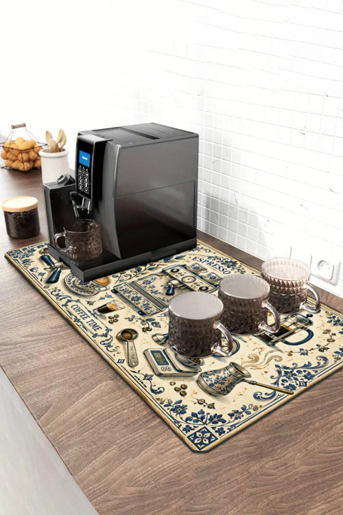 Barista Kahve Barı Matı 40x90cm Espresso Makinesi Çaycı Altlığı Mavi Barista