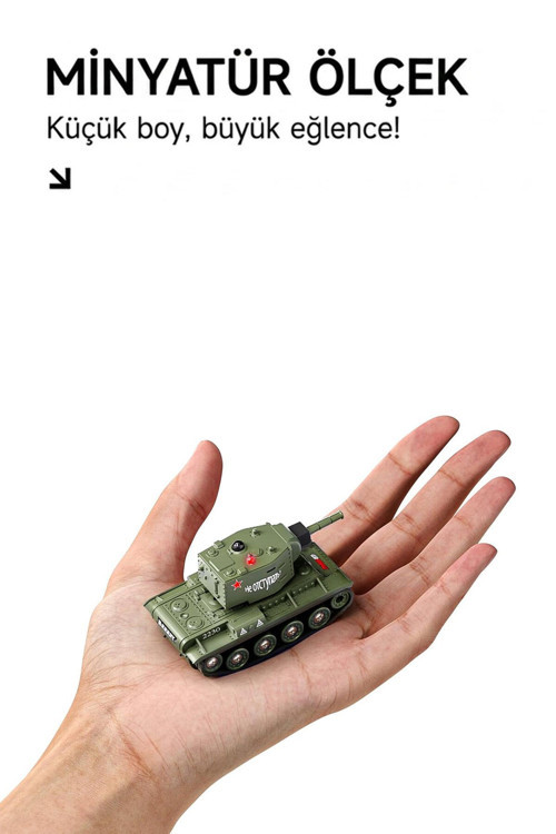 1:64 RC Mini Tank Seti - Kızılötesi Savaş Özellikli 2'li Sesli ve Işıklı Uzaktan Kumandalı Tank