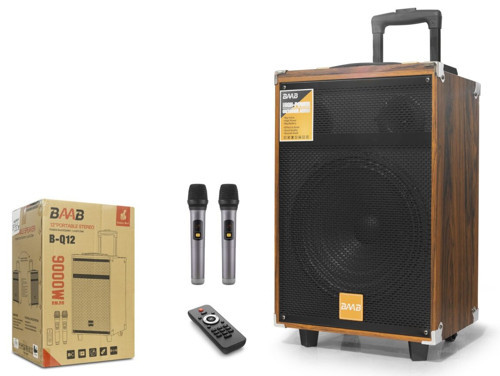 BQ12 Çift Karaoke Mikrofonlu Bluetooth Hoparlör FM Radyo 40W 12 İnç Kumandalı Ahşap