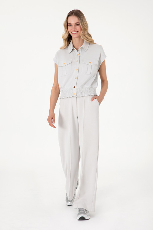 Kadın Taş Modal Karışımlı Loose Fit Örme Pantolon 50308640-VR049