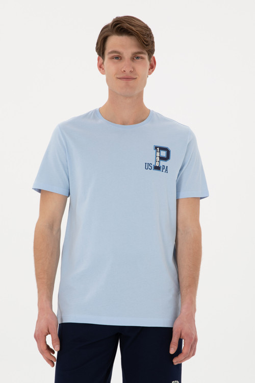 Erkek Regular Fit Bisiklet Yaka Açık Mavi Tişört 50306897-VR003