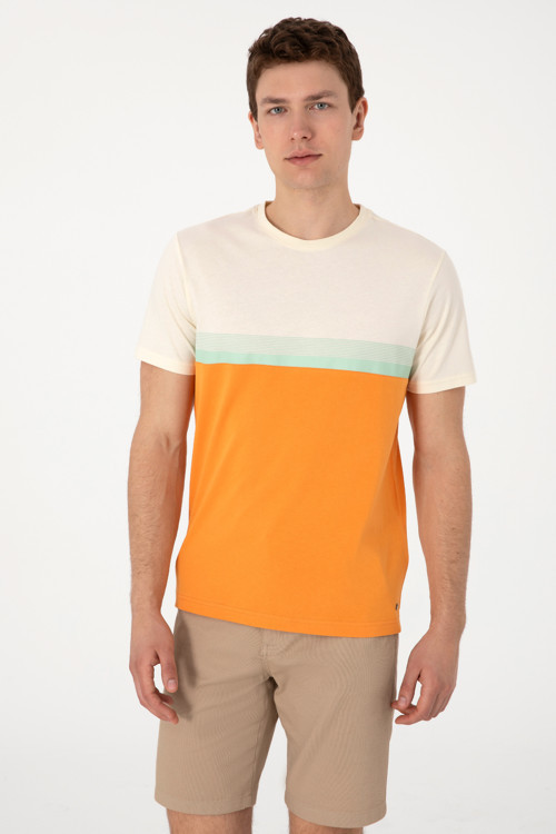 Erkek Regular Fit Bisiklet Yaka Turuncu Tişört 50306899-VR051