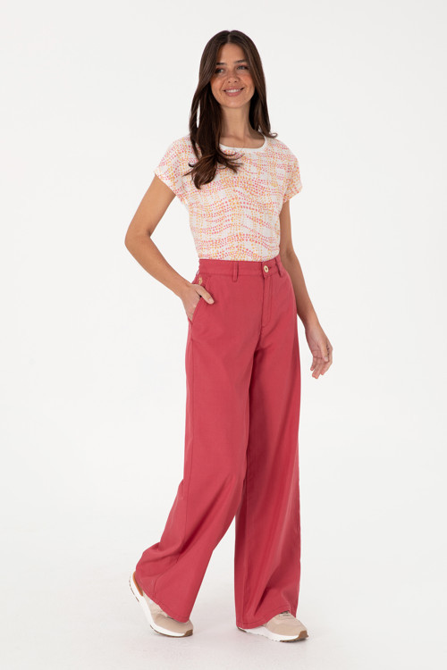 Kadın Vişne Kanvas Loose Fit Pantolon 50309122-VR223