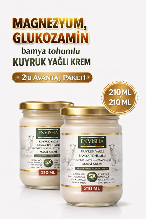Magnezyum Glukozaminli Kuyruk Yağlı Bamya Tohumlu Kuyruk Yağlı Krem 2 Adet