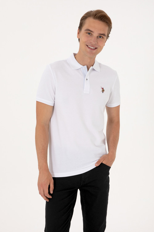 Erkek Slim Fit Polo Yaka Beyaz Basic Tişört 50310669-VR013