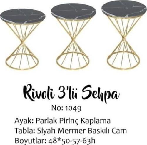 Brc RİVOLİ 14069 Zigon Metal Gold Renk kaplama Siyah Mermer temper cam El yapım