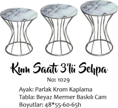 Brc Zigon 14065 kumsaat Model Beyaz Mermer Desen Metal Çelik Gümüş Renk El Yapım