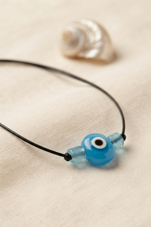 Handmade Bohem Açık Mavi Nazar Kolye - EBJ260822W46268