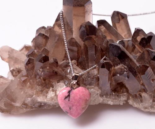 Rodonit Taşı Kalp Kolye - Küçük Boy