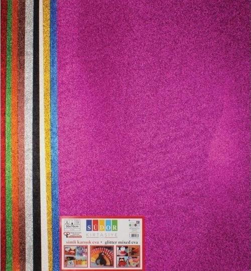 Eva 50x70 cm 10 Renk Simli Yapışkanlı