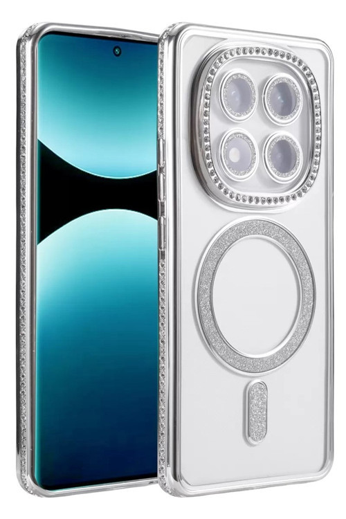 Mey İthalat® Redmi Note 15 Pro 5G Joke Simli Magneticsafe Kılıf - Gümüş