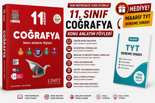LİMİT YAYINLARI 2027 11.SINIF COĞRAFYA KONU ANLATIM FÖYLERİ-MAARİF TYT DENEME SINAVI HEDİYELİ!!