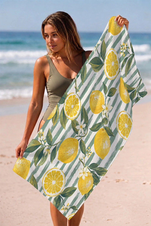 Plaj Havlusu 70x140cm Havuz Spa Sauna Spor Pamuklu Emici Lemon Breeze