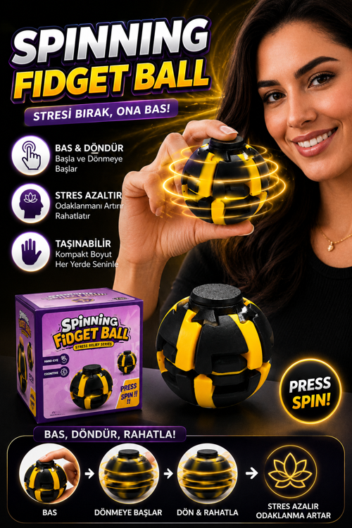 Spinning Fidget Ball Basmalı Dönen Stres Topu El Egzersiz ve Rahatlama Oyuncağı