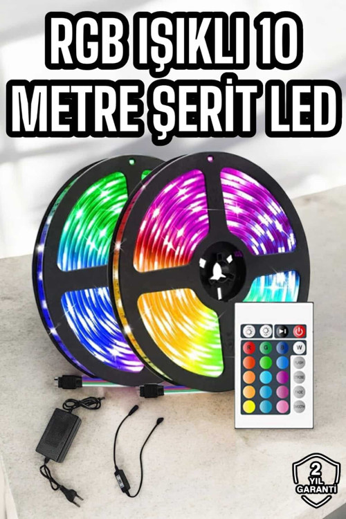 uygun Yeni Nesil RGB Işıklı 10Metre Şerit LED Kumandalı Kullanım popüler