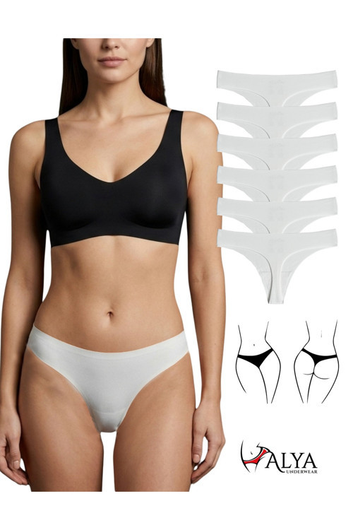 Lazer Kesim Dikişsiz #İzbırakmaz Tanga Külot, Seamless String 6'lı Paket