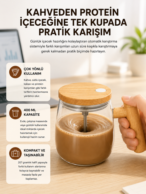 uygun IP6 Su Sızdırmaz Şarjlı Kupa 3D Karıştırma, 400 ml Yeni Nesil popüler