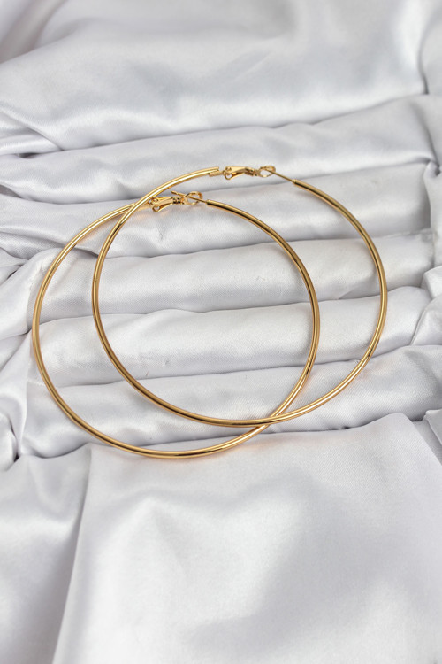 316L Çelik Gold Renk 75 mm Halka Küpe - Lisinya