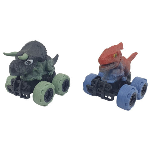 Sürtmeli Dinazor Arabalar 2'li - 12 cm - Triceratops & Parasaurolophus (Lisinya)