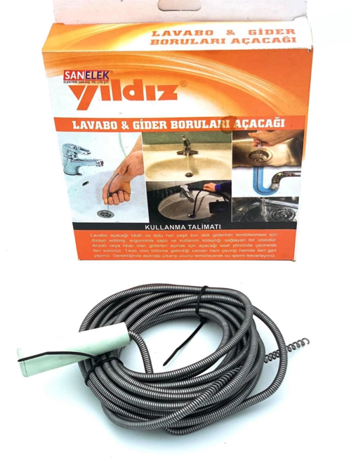 Lavabo ve Gider Boru Açacağı Lavabo Tıkanıklık Açma Sustası 5 Metre ( Lisinya )