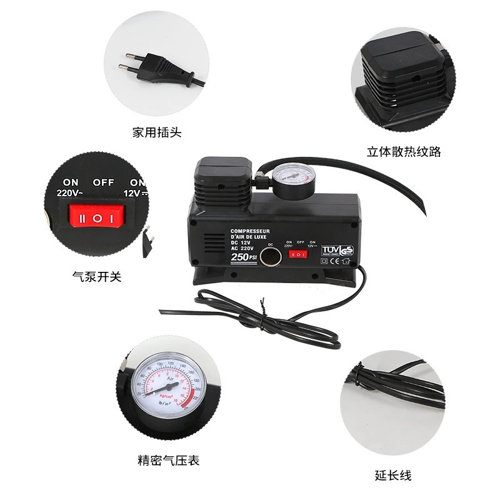 220v Ile 12v Oto Elektriği Çalışan Hava Lastik Şişirme Kompresörü 250 Psı Çok Amaçlı Yol Yardımı ( L